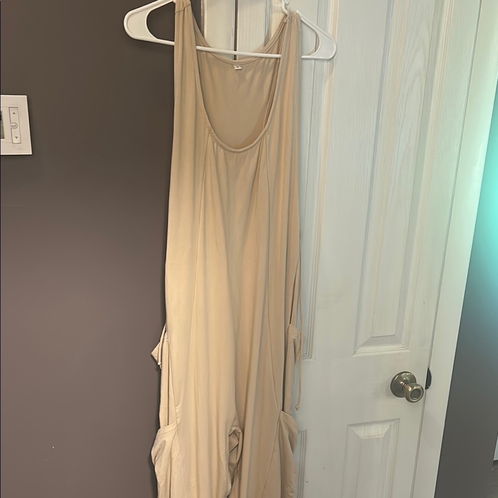 Beige Sleeveless Jumpsuit